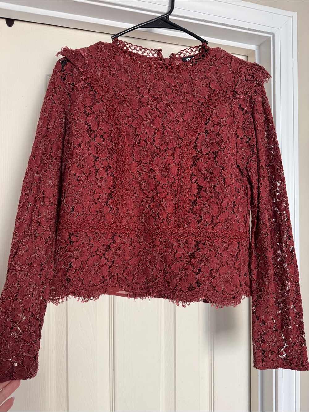 Express Laced Long Sleeve Blouse Lined Small in Fall Color